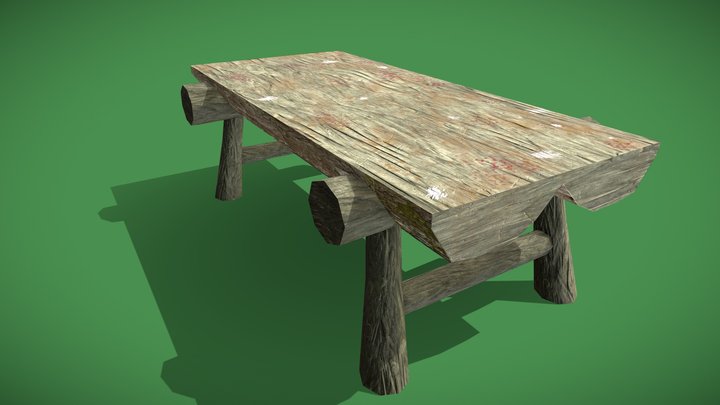 Wood Carved Table 3D Model