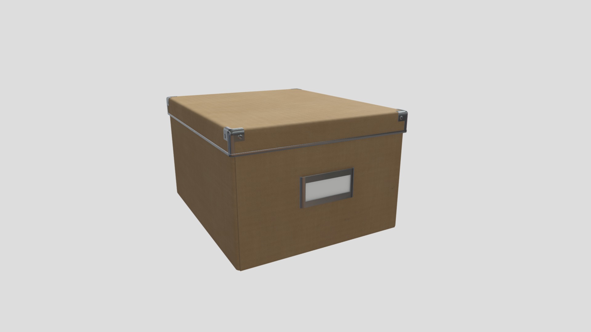 3D model Office Box Medium - This is a 3D model of the Office Box Medium. The 3D model is about a brown box with a white square.