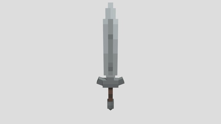 Low Poly Voxel Dagger 3D Model