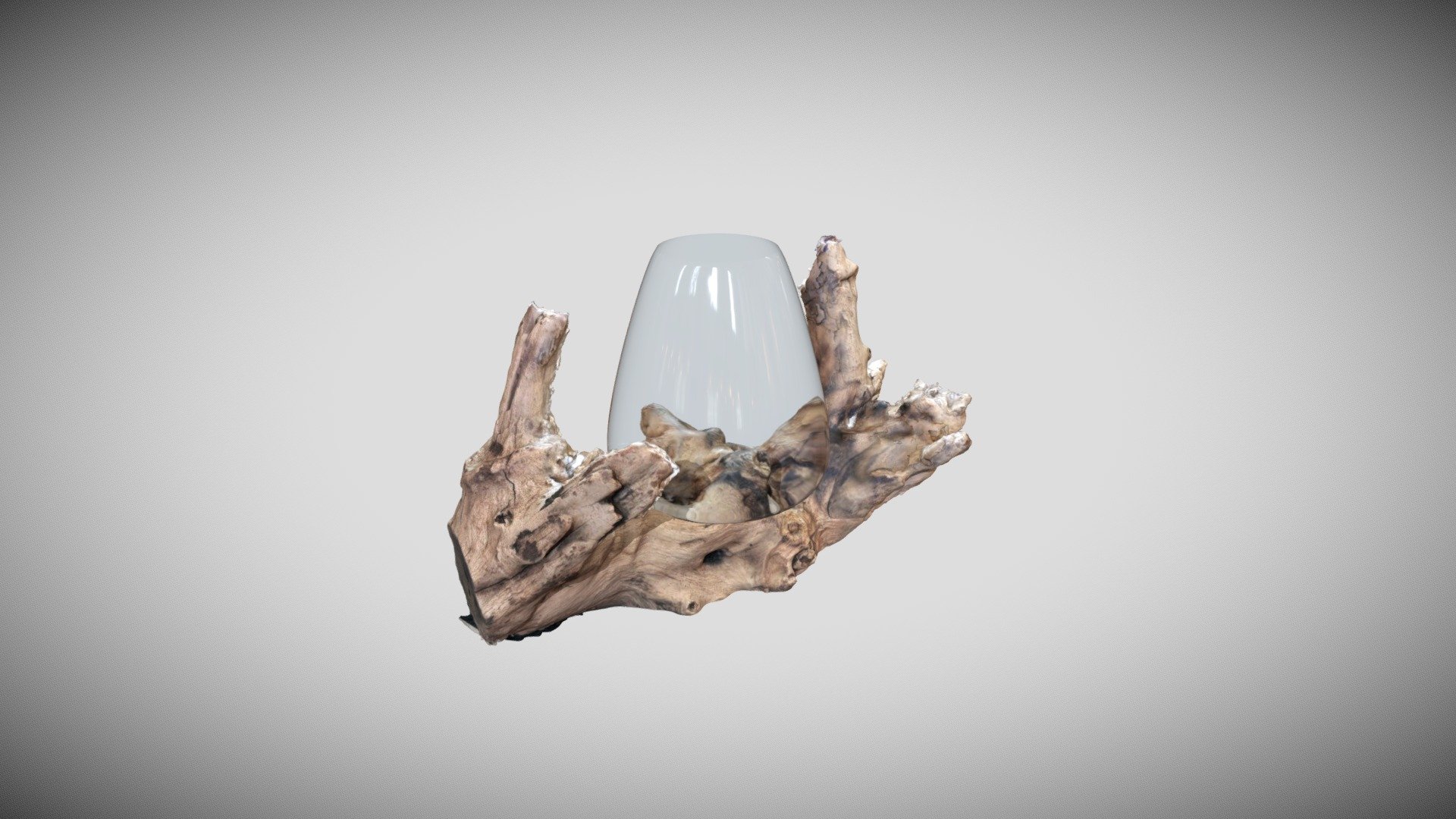 hout stomp met glas