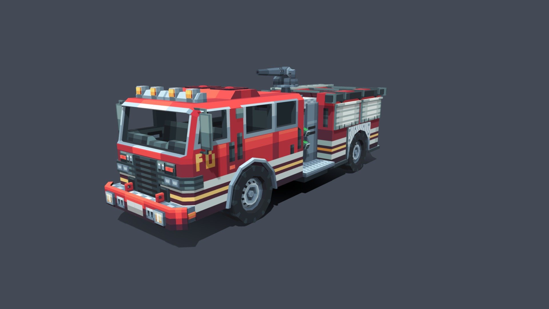 Fire Truck - Low Poly Pixel Art car model - 3D model by W'Projects ...