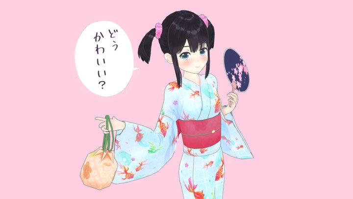 A certain girl with yukata. 3D Model