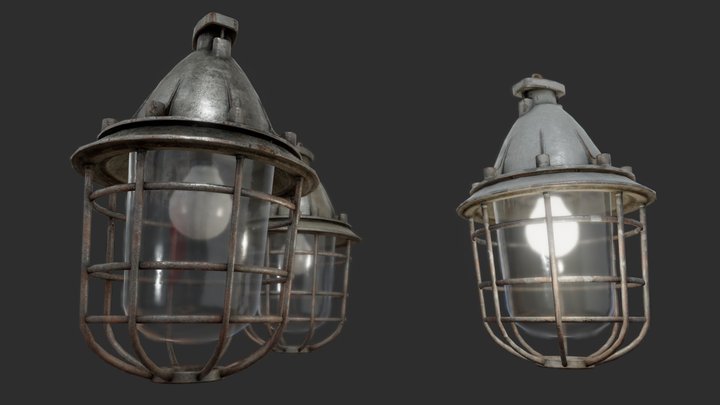 Bunker Ceiling Lamp PBR 3D Model