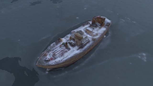 Abandoned ship stuck in ice, Porvoo, Finland 3D Model