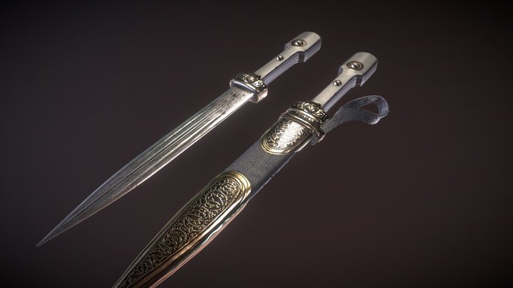 Low poly antique Dagger 3D Model