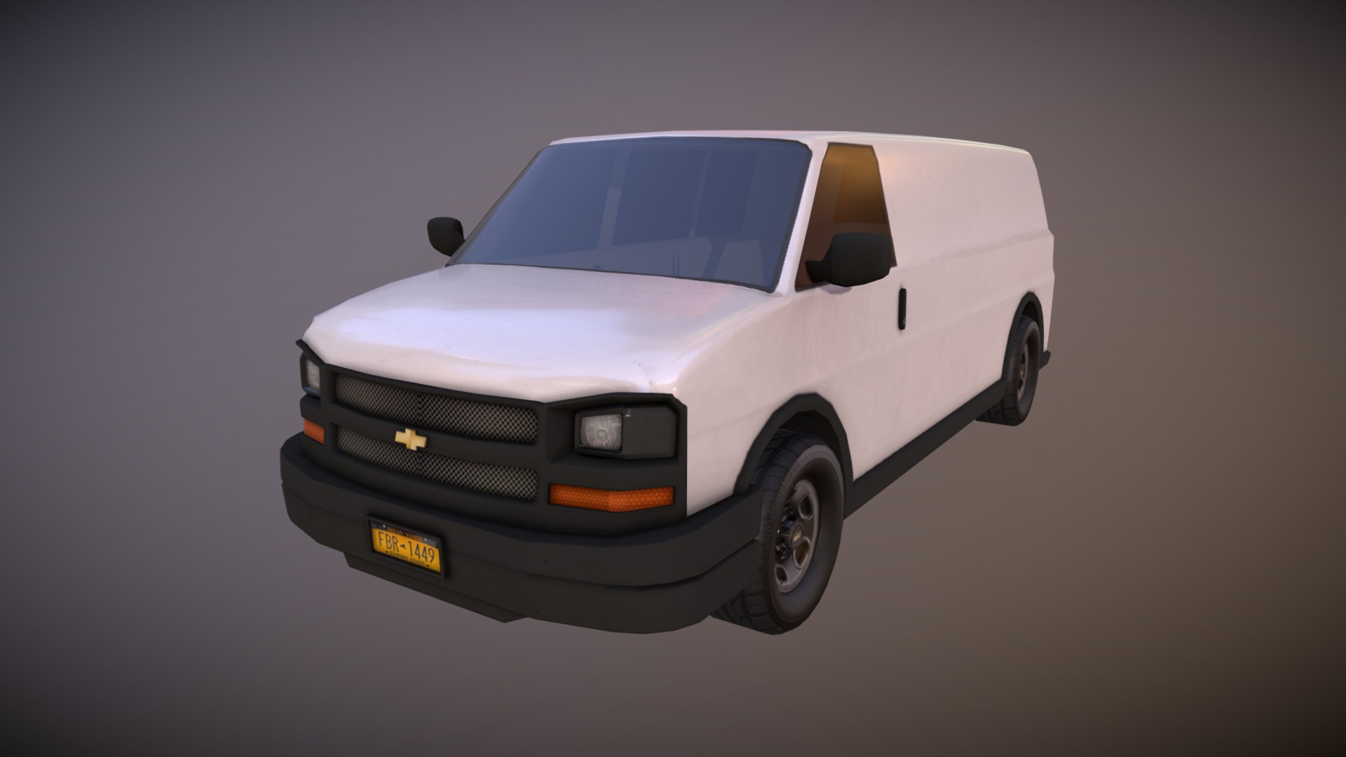 3D model 2013 Chevrolet Express - This is a 3D model of the 2013 Chevrolet Express. The 3D model is about a white car with a yellow license plate.