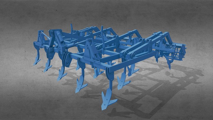 Cultivator for subsoiling 4m width 3D Model