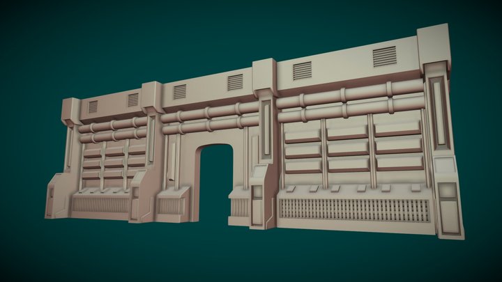Sci-Fi Wall (Untextured) 3D Model