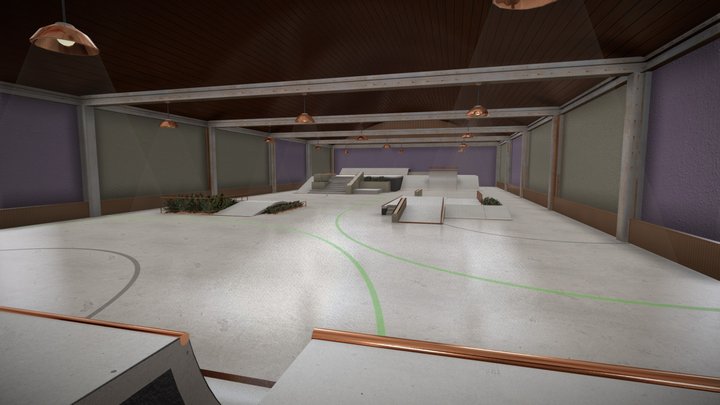 Indoor Skatepark | Game Ready | 4K 3D Model