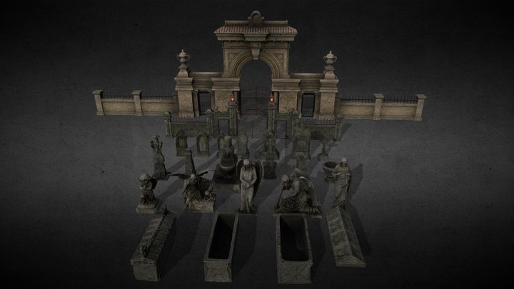 Gothic Cemetery Pack 3D Model