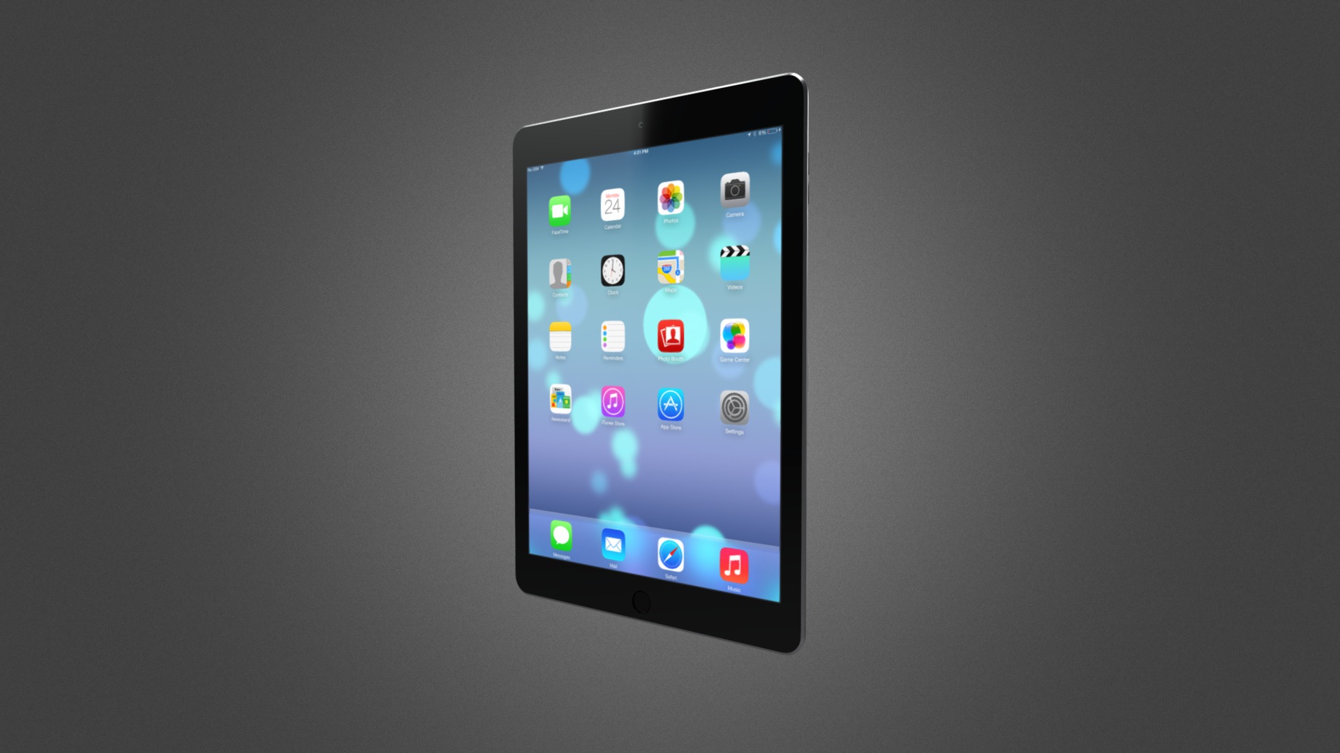 3D model Apple iPad Air 2 for Element 3D - This is a 3D model of the Apple iPad Air 2 for Element 3D. The 3D model is about a black smartphone with a blue screen.