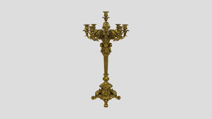 Ornate Golden Candelabra 3D Model