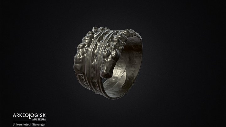Spiral finger ring of silver, middel ages. 3D Model