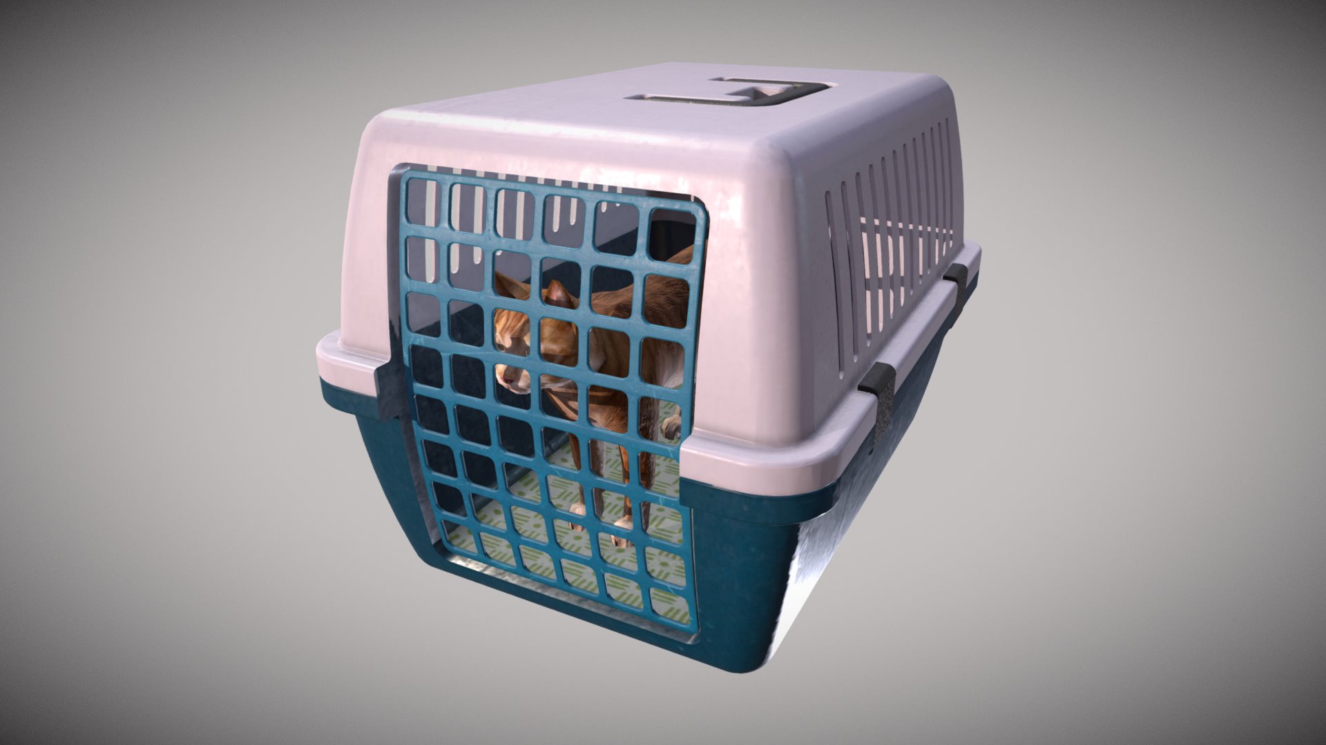 3D model Cat Carrier Box - This is a 3D model of the Cat Carrier Box. The 3D model is about a computer chip with a blue and white design.