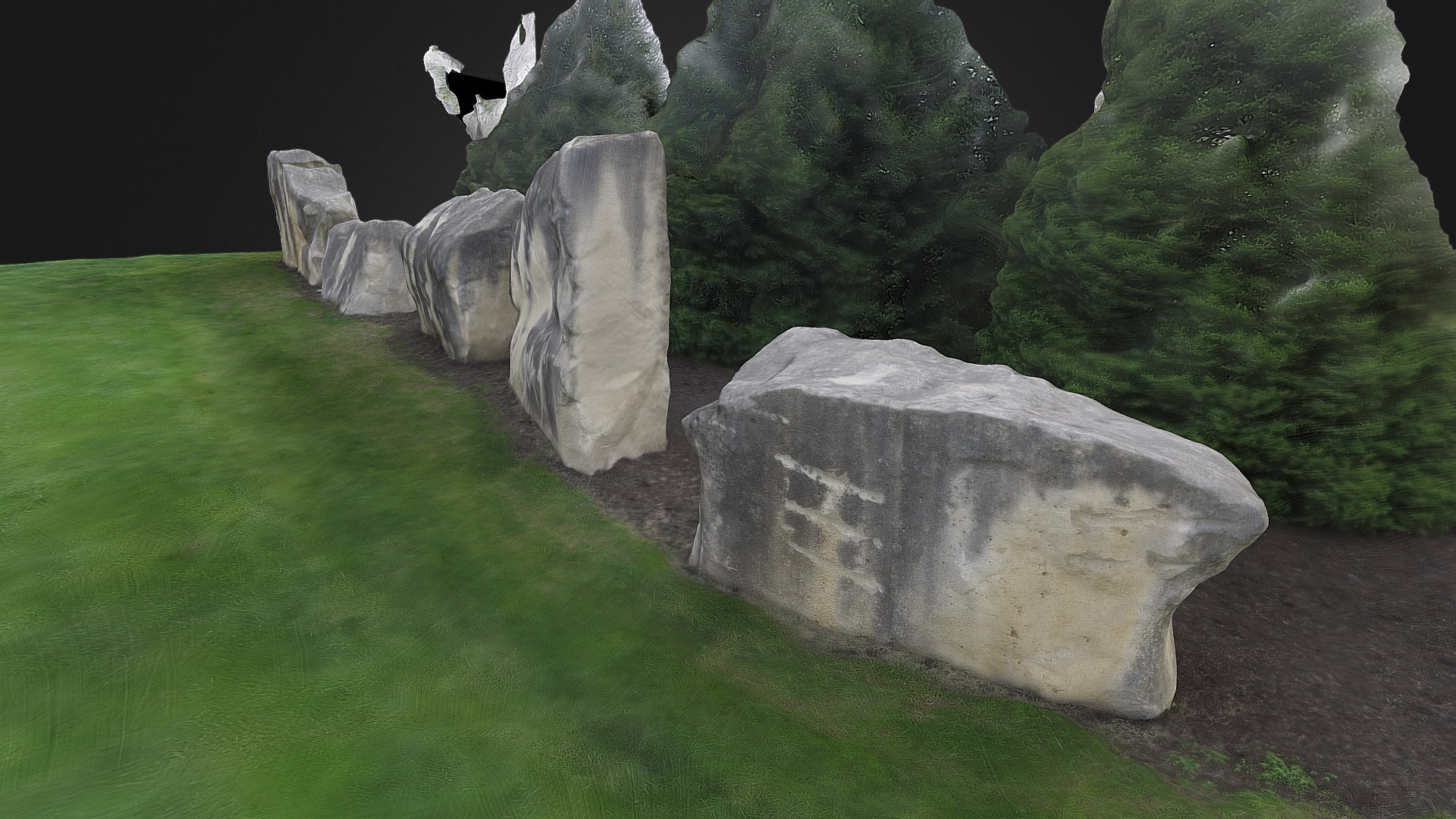 3D model Large decorative limestone - This is a 3D model of the Large decorative limestone. The 3D model is about a group of large rocks in a grassy area.
