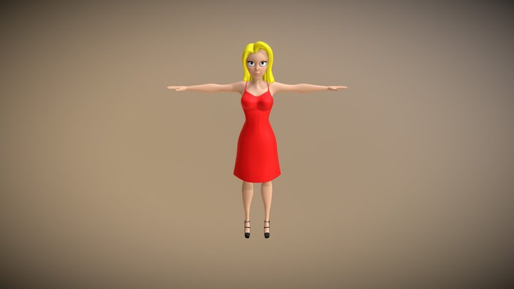 Blond cartoon girl 3D Model
