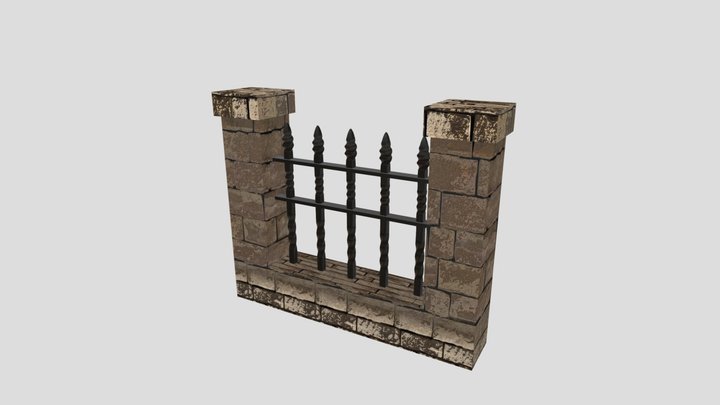 Wrought-Iron Fence Stone Modular – Free 3D Model STL