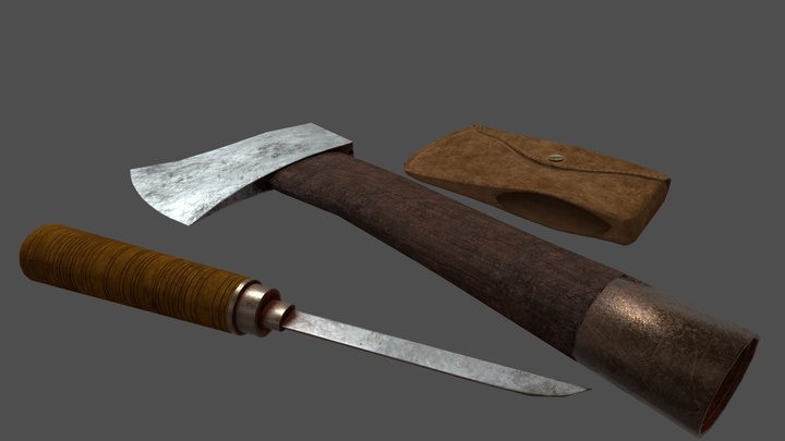 Axe and Knife 3D Model