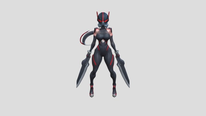 Anime Black Suit Agent 3D Model