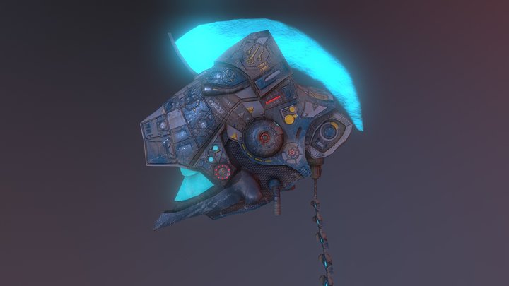 Sci Fi Helmet Delver Head Unit Worn 3D Model