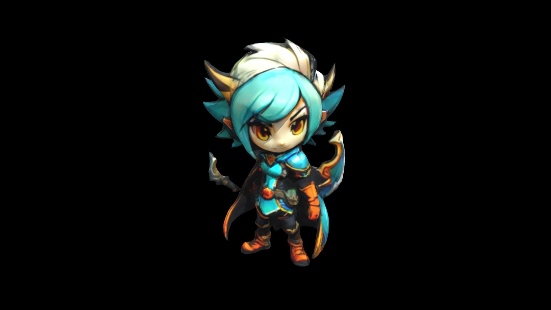 a cartoon character with blue hair and orange - Download Free 3D model ...