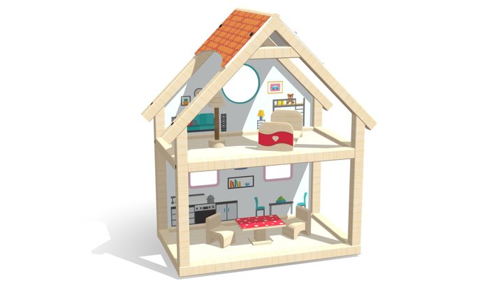 EV20 Wooden Dollhouse 3D Model