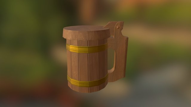 Wooden Mug Barrel 3D Model