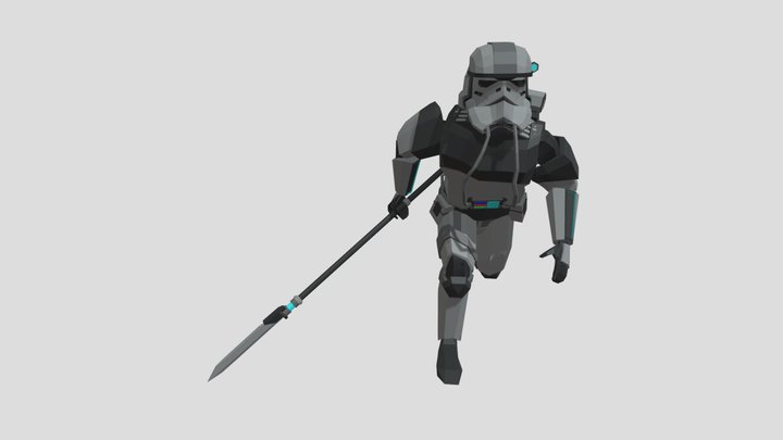 Heavy Trooper Run Animation 3D Model