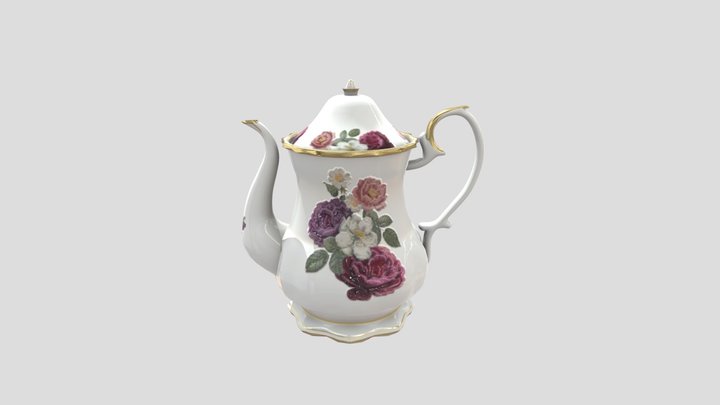 Elegant victorian porcelan teapot 3D Model