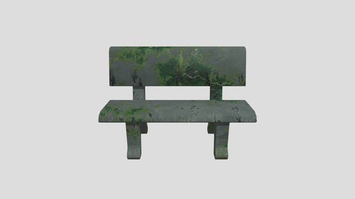 Moss covered Concrete Bench 3D Model