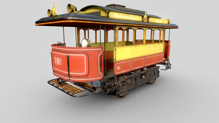 tram train with 4k pbr textures 3D Model