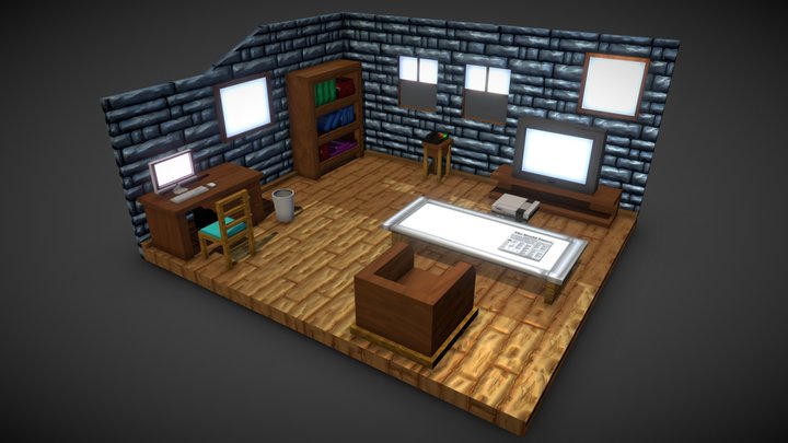 Simple Room Design Scene 3D Model