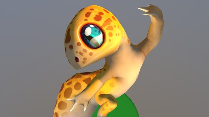 Leopard Gecko in Jump Pose 3D Model