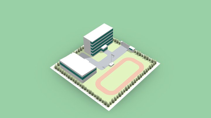 校园模型-缩略.c4d 3D Model
