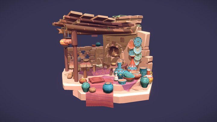 Game Art Final - Persian pottery station 3D Model