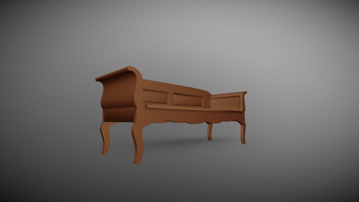 Russian Mennonite Furniture Resting Bench 3D Model