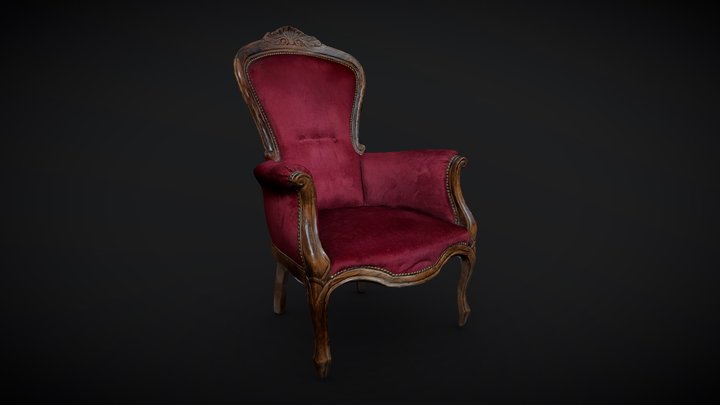 Antique Wingback Chair 3D Model
