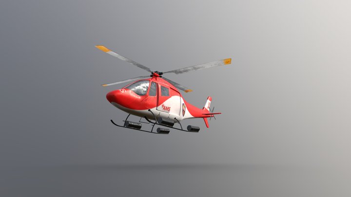Red Cross Agusta 119 EMS Helicopter 3D Model