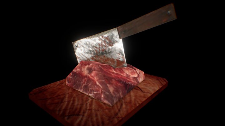 PS1 style low-poly butcher knife 3D Model