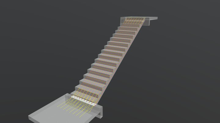 Escada Armada Longitudinalmente Bi-Apoiada 3D Model