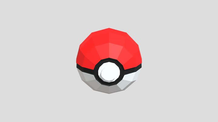 Low Poly Pokeball 3D Model