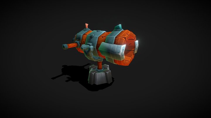 Hand-Painted Stylized Cannon 3D Model
