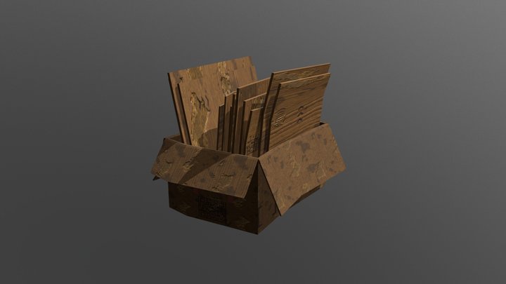 Cardboard Box with Scraps 3D Model