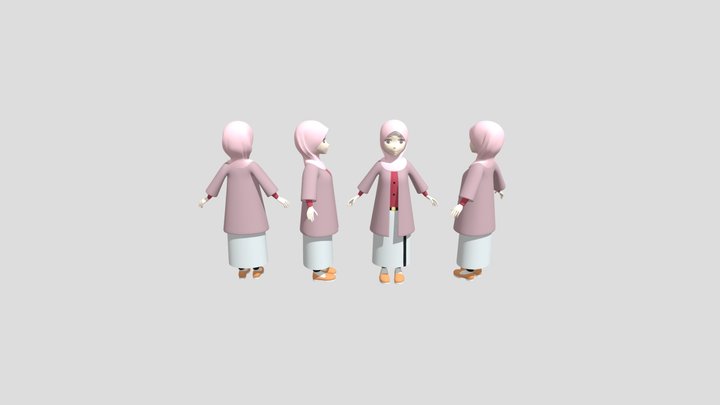 Hijab Girls Pink 3D Model