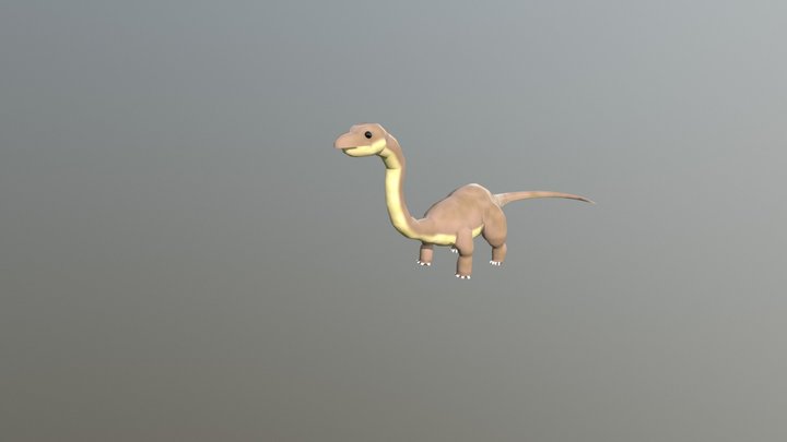 Cartoony Brontosaurus (Low/Mid Poly Model) 3D Model