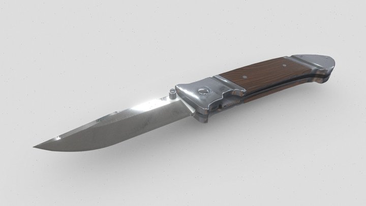 Realistic lowpoly folding knife 3D Model