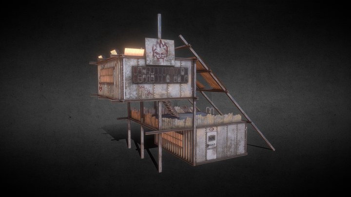 Post apo racing game building 3D Model