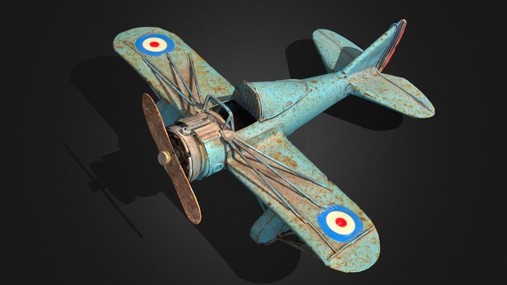 Rusty Iron Toy Airplane 3D Model