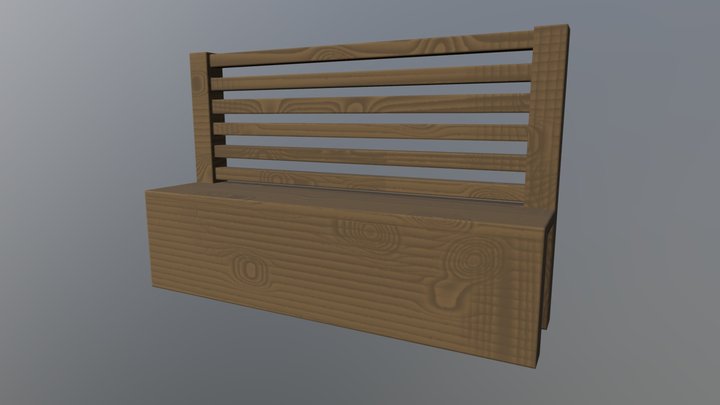 Bench Low Polly For Tavern 3D Model