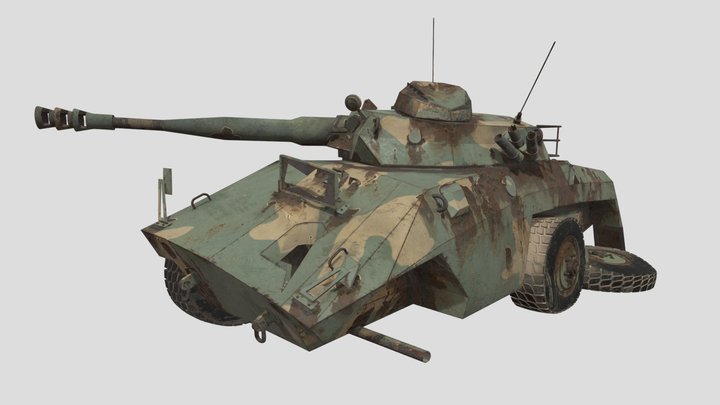 damaged EE-9 Cascavel tank 3D Model